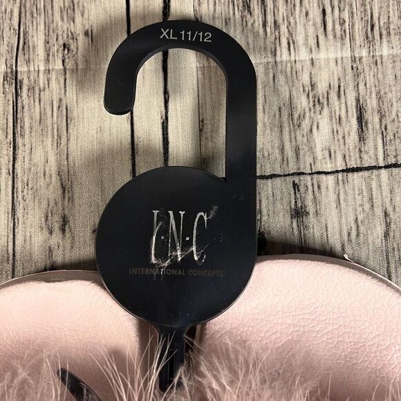 INC International Concept Women's Fur Slippers Slide Open Toe Pink XL 11/12 - Picture 3 of 6